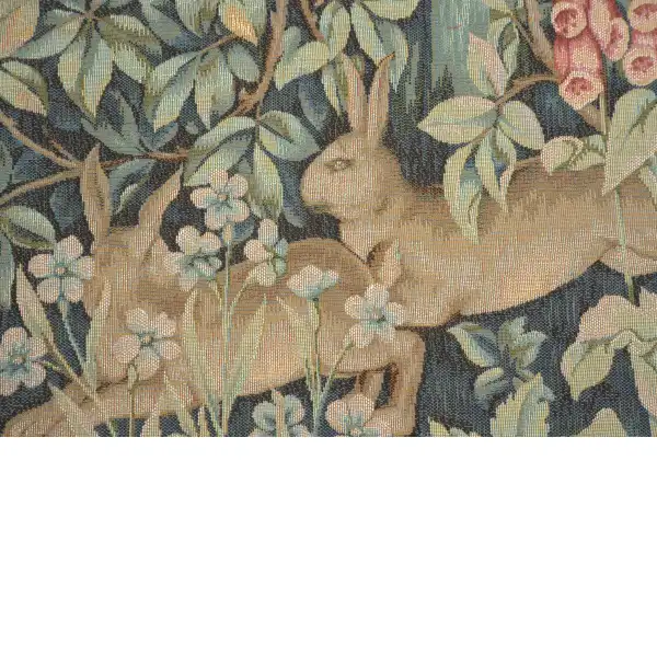 C Charlotte Home Furnishings Inc Two Hares in A Forest Large French Tapestry Cushion - 19 in. x 19 in. Cotton by William Morris | Close Up 2