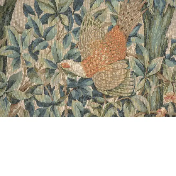 C Charlotte Home Furnishings Inc A Pheasant in A Forest Large French Tapestry Cushion - 19 in. x 19 in. Cotton by William Morris | Close Up 2