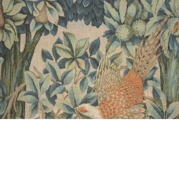 C Charlotte Home Furnishings Inc A Pheasant in A Forest Large French Tapestry Cushion - 19 in. x 19 in. Cotton by William Morris | Close Up 3