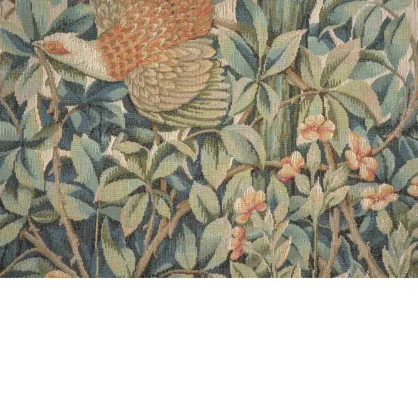 C Charlotte Home Furnishings Inc A Pheasant in A Forest Large French Tapestry Cushion - 19 in. x 19 in. Cotton by William Morris | Close Up 4