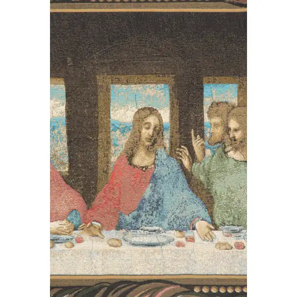 The Last Supper Italian With Border Italian Tapestry - 56 in. x 25 in. Cotton/Viscose/Polyester by Leonardo da Vinci | Close Up 1