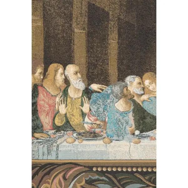 The Last Supper Italian With Border Italian Tapestry - 56 in. x 25 in. Cotton/Viscose/Polyester by Leonardo da Vinci | Close Up 2