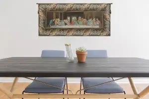 The Last Supper Italian with Border Italian Tapestry Wall Hanging