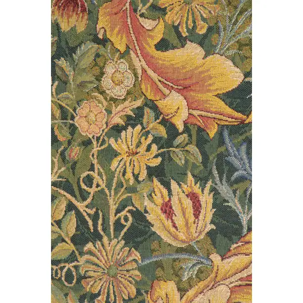 Acanthe Green Medium French Wall Tapestry - 28 in. x 58 in. Wool/Cotton by William Morris | Close Up 1