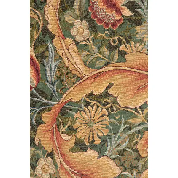 Acanthe Green Large French Wall Tapestry - 28 in. x 71 in. Wool/Cotton by William Morris | Close Up 1