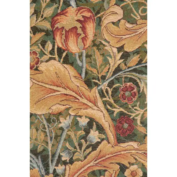 Acanthe Green Large French Wall Tapestry - 28 in. x 71 in. Wool/Cotton by William Morris | Close Up 2