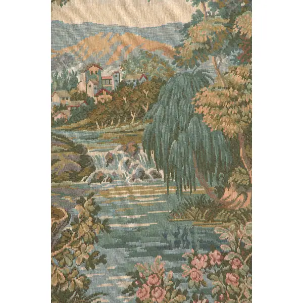 Swan in the Lake Medium with Border Italian Wall Tapestry | Close Up 2