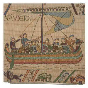 Bayeux The Boat Large Tapestry Cushion Cover - 19 in. x 19 in. Cotton by Charlotte Home Furnishings Inc