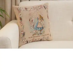 The Pack Of Cards Tapestry Cushion Cover - 14 in. x 14 in. Cotton by John Tenniel
