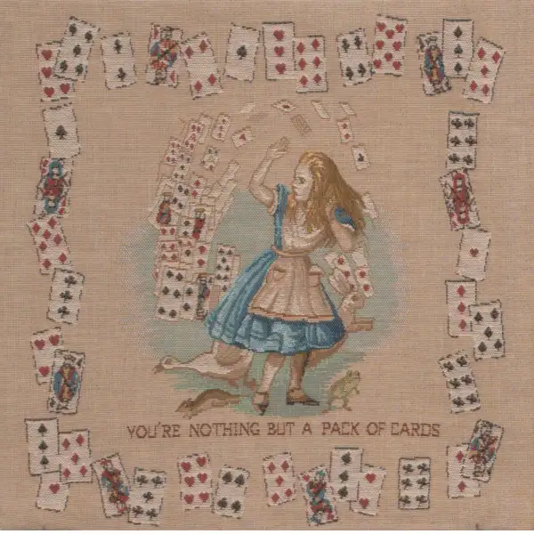 The Pack Of Cards Cushion - 14 in. x 14 in. Cotton by John Tenniel | Close Up 1