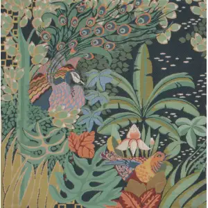 Jungle And Two Birds Tapestry Cushion Cover - 19 in. x 19 in. Cotton by Anne Leurent's