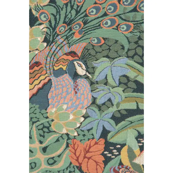 Jungle And Four Birds French Wall Tapestry - 30 in. x 20 in. Cotton/Viscose/Polyester by Anne Leurent | Close Up 1
