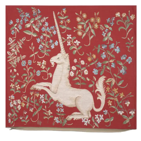 Licorne Fleuri Red Cushion | Close Up 1