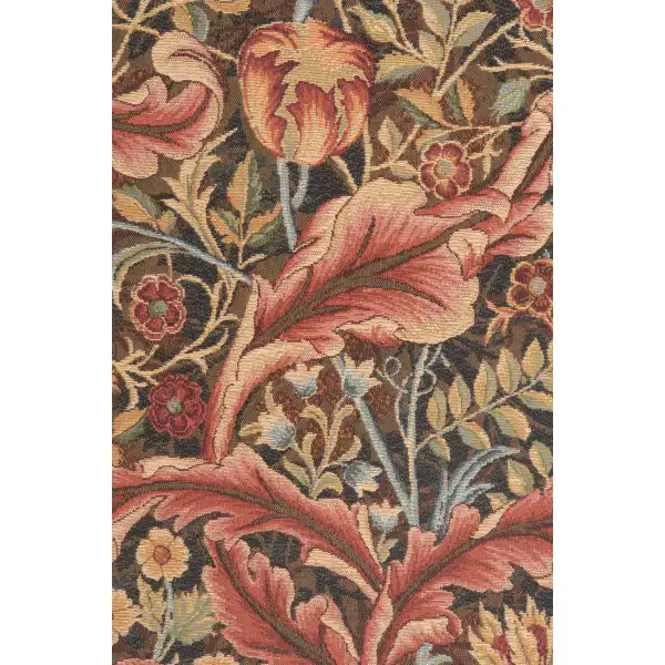 Acanthe Brown Large French Wall Tapestry - 29 in. x 70 in. Wool/Cotton by William Morris | Close Up 2