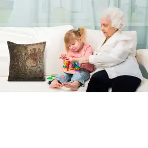 The Noble Hunt Belgian Cushion Cover - 16 in. x 16 in. Cotton/Viscose/Polyester by Charlotte Home Furnishings Inc