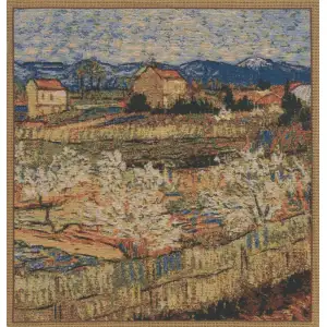 C Charlotte Home Furnishings Inc Le Crau Peach Trees European Cushion Cover | Decorative Cushion Case with Cotton Polyester & Viscose | 16x16 Inch Cushion Cover for Living Room by Vincent Van Gogh