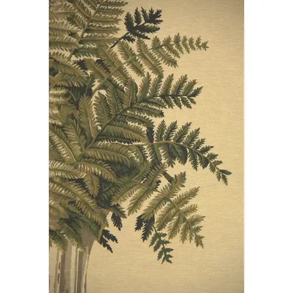 Fern Beige Large Belgian Tapestry Wall Hanging - 55 in. x 74 in. Cotton/Viscose/Polyester/Mercurise by Fabrice de Villeneuve | Close Up 1