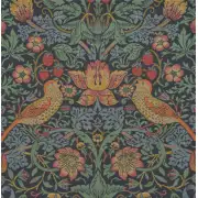 Strawberry Thief A Blue By William Morris Belgian Cushion Cover - 18 in. x 18 in. Cotton/Viscose/Polyester by William Morris | Close Up 1