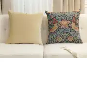 Strawberry Thief A Blue By William Morris Belgian Cushion Cover - 18 in. x 18 in. Cotton/Viscose/Polyester by William Morris