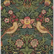 Strawberry Thief A Black By William Morris Belgian Cushion Cover - 18 in. x 18 in. Cotton/Viscose/Polyester by William Morris | Close Up 1