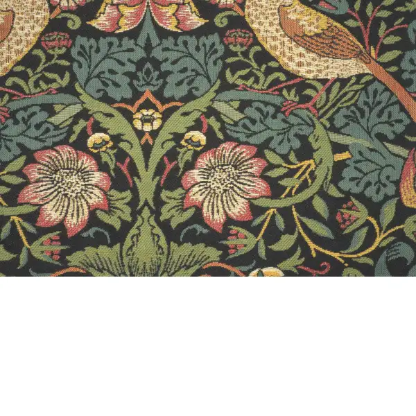 Strawberry Thief A Black By William Morris Belgian Cushion Cover - 18 in. x 18 in. Cotton/Viscose/Polyester by William Morris | Close Up 4