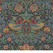 Strawberry Thief B Blue By William Morris Belgian Cushion Cover - 18 in. x 18 in. Cotton/Viscose/Polyester by William Morris | Close Up 1