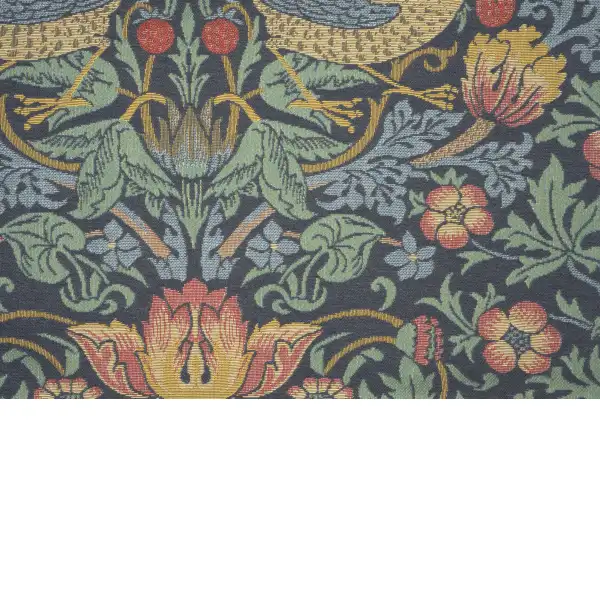 Strawberry Thief B Blue By William Morris Belgian Cushion Cover - 18 in. x 18 in. Cotton/Viscose/Polyester by William Morris | Close Up 4