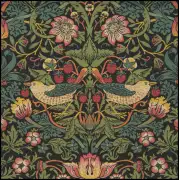 Strawberry Thief B Black By William Morris Belgian Cushion Cover - 18 in. x 18 in. Cotton/Viscose/Polyester by William Morris | Close Up 1