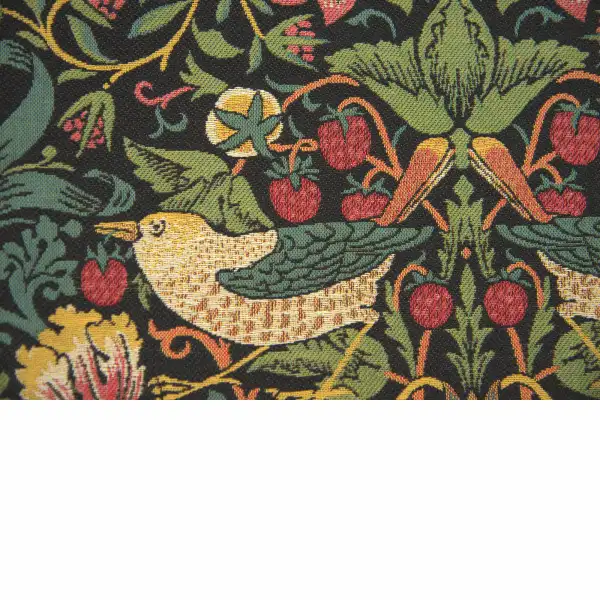 Strawberry Thief B Black By William Morris Belgian Cushion Cover - 18 in. x 18 in. Cotton/Viscose/Polyester by William Morris | Close Up 2