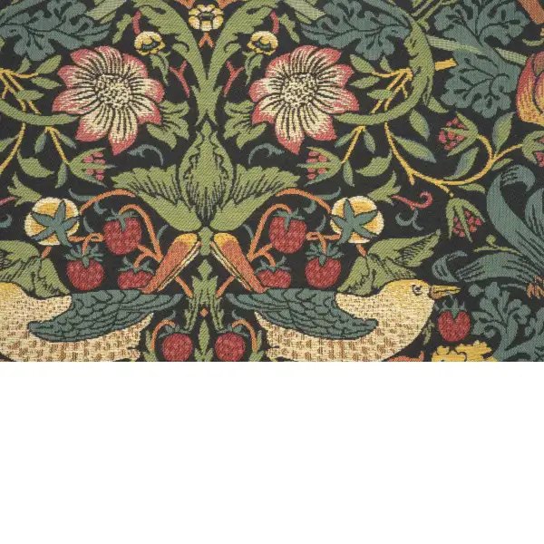 Strawberry Thief B Black By William Morris Belgian Cushion Cover - 18 in. x 18 in. Cotton/Viscose/Polyester by William Morris | Close Up 3