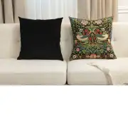 Strawberry Thief B Black by William Morris Belgian Sofa Pillow Cover | Close Up 5
