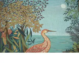 Paysage Heron Lac Foret French Wall Tapestry - 30 in. x 19 in. Cotton/Viscose/Polyester by Charlotte Home Furnishings Inc