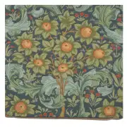 C Charlotte Home Furnishings Inc Orange Tree W/Arabesques Blue French Tapestry Cushion - 19 in. x 19 in. Cotton by William Morris | Close Up 1
