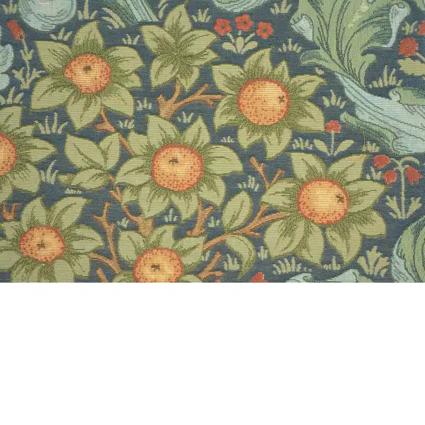 C Charlotte Home Furnishings Inc Orange Tree W/Arabesques Blue French Tapestry Cushion - 19 in. x 19 in. Cotton by William Morris | Close Up 3