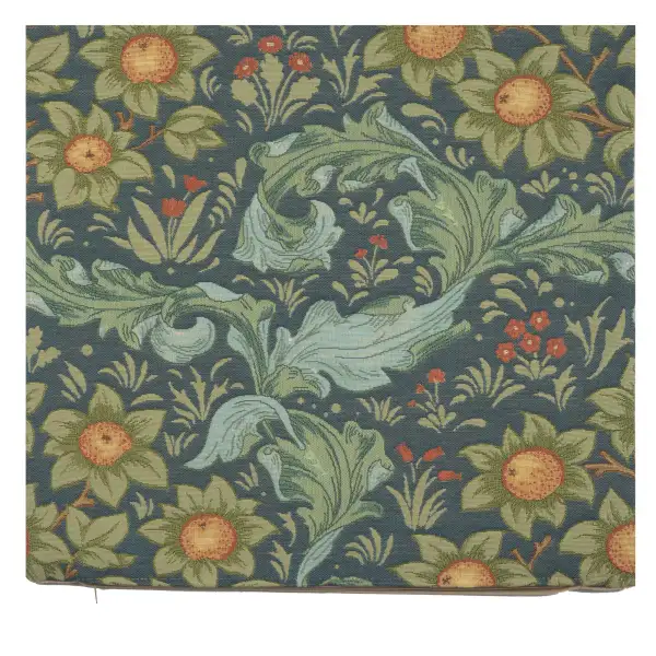 C Charlotte Home Furnishings Inc Arabesques W/Orange Tree Blue French Tapestry Cushion - 19 in. x 19 in. Cotton by William Morris | Close Up 1