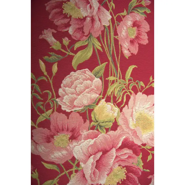 Peonies Pink French Table Mat - 19 in. x 71 in. Cotton by Charlotte Home Furnishings | Close Up 1