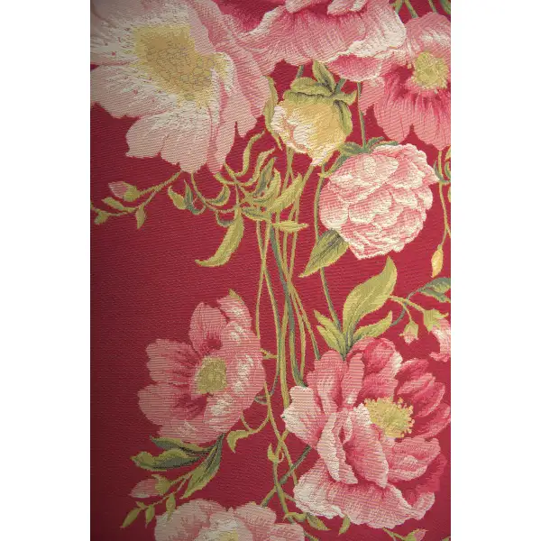 Peonies Pink French Table Mat - 19 in. x 71 in. Cotton by Charlotte Home Furnishings | Close Up 2