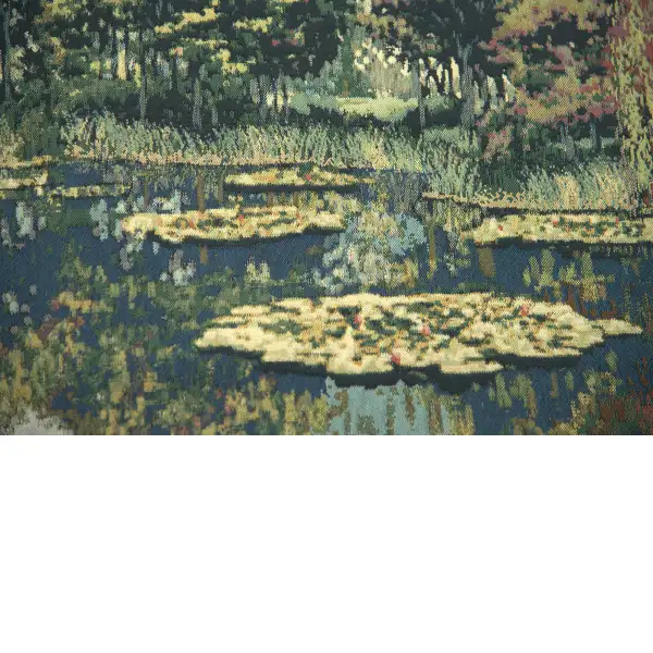 Lake Giverny With Classic Border Belgian Tapestry Wall Hanging - 43 in. x 33 in. Cotton/Viscose/Polyester by Claude Monet | Close Up 1