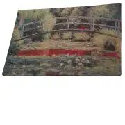 Bridge Over a Pond Of Lilies Stretched Wall Tapestry | Close Up 3