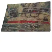 Bridge Over a Pond Of Lilies Stretched Wall Tapestry | Close Up 4