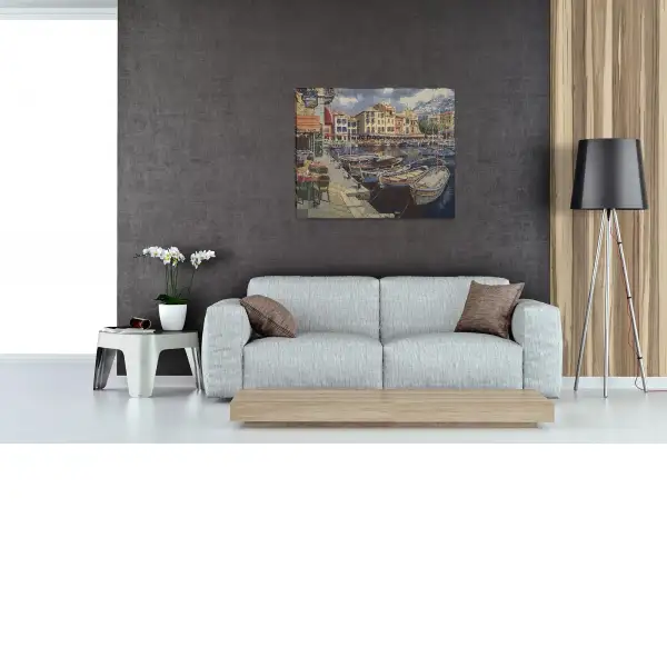 Tranquil Harbor View Stretched Wall Tapestry | Life Style 1