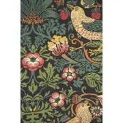 Strawberry Thief Black William Morris Belgian Tapestry Wall Hanging - 27 in. x 36 in. Cotton/Viscose/Polyester by William Morris | Close Up 1