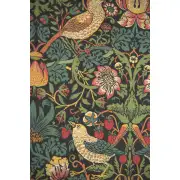 Strawberry Thief Black William Morris Belgian Tapestry Wall Hanging - 27 in. x 36 in. Cotton/Viscose/Polyester by William Morris | Close Up 2