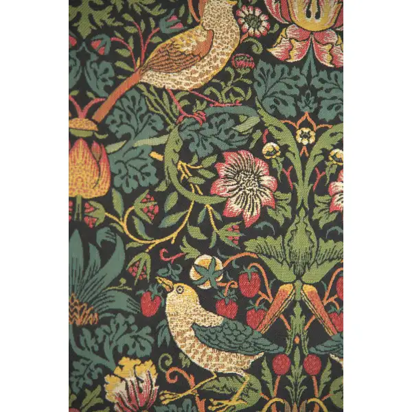 Strawberry Thief Black William Morris Belgian Tapestry Wall Hanging - 27 in. x 36 in. Cotton/Viscose/Polyester by William Morris | Close Up 2