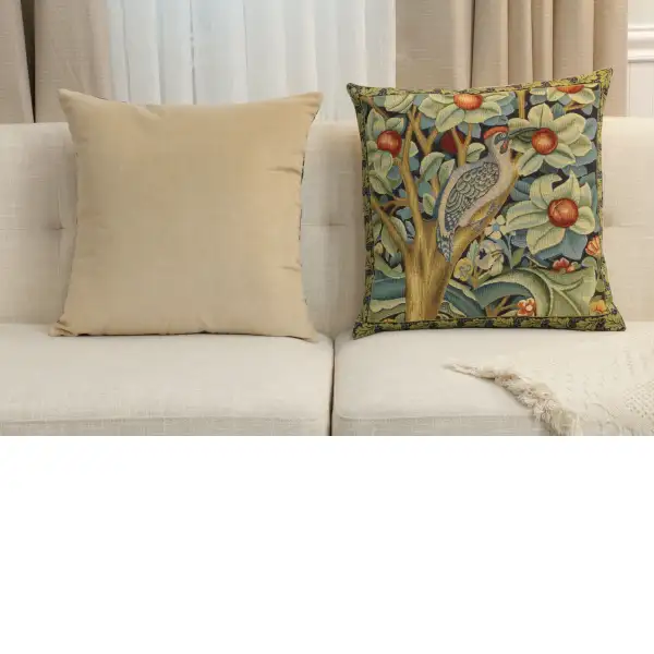 Woodpecker Right by William Morris Belgian Sofa Pillow Cover | Close Up 5