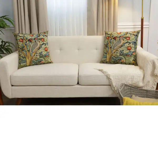 Woodpecker Right by William Morris Belgian Sofa Pillow Cover | Close Up 5