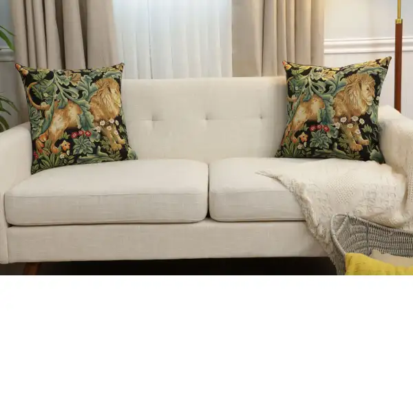 Lion by William Morris Belgian Sofa Pillow Cover | Close Up 5