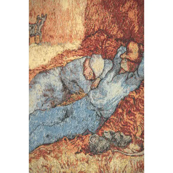 Repose of the Farmer Mini Belgian Tapestry | Close Up 2