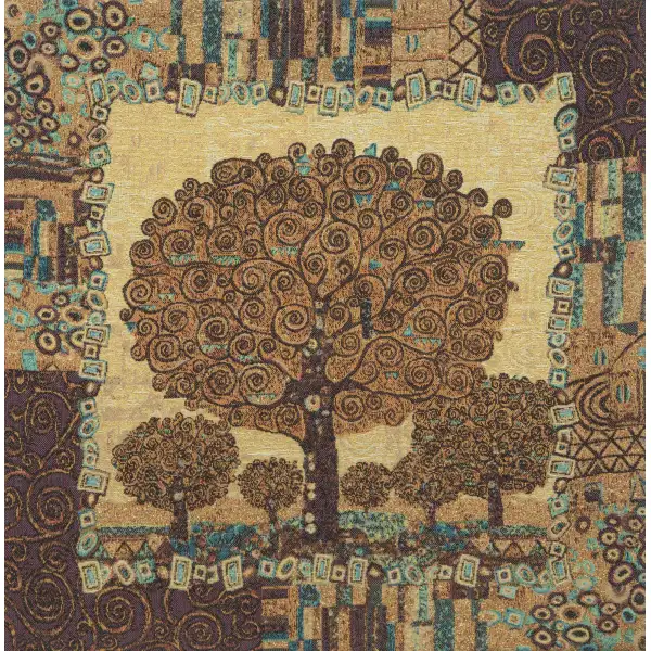 Tree Of Life A By Klimt Belgian Cushion Cover - 18 in. x 18 in. Cotton/viscose/goldthreadembellishments by Gustav Klimt | Close Up 1