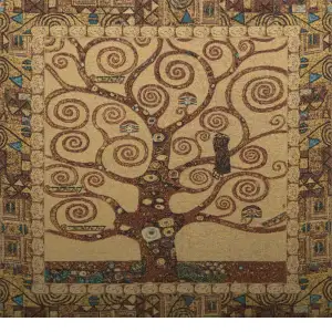 Tree Of Life B By Klimt Belgian Cushion Cover - 18 in. x 18 in. Cotton/viscose/goldthreadembellishments by Gustav Klimt